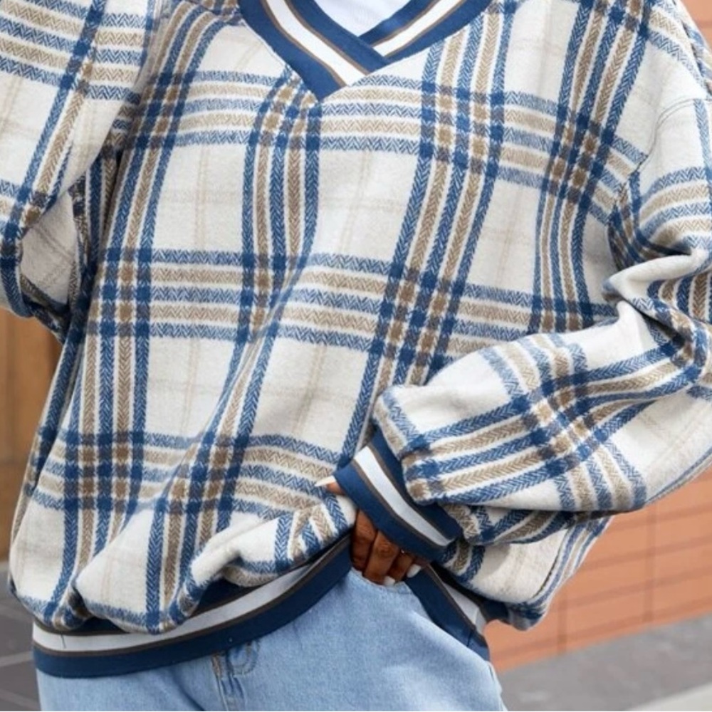 Plaid V-Neck Sweater